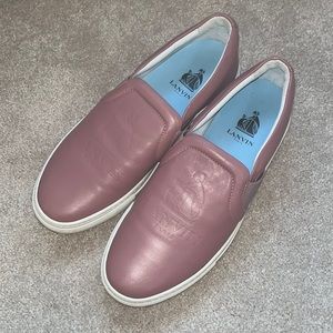 Mauve colored leather Lanvin slip on shoes